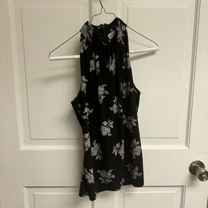 Floral Black and White Women's Halter Top